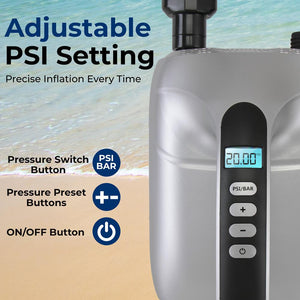 Electric Paddle Board Pump - Fast Inflation, 20 PSI, LCD Display