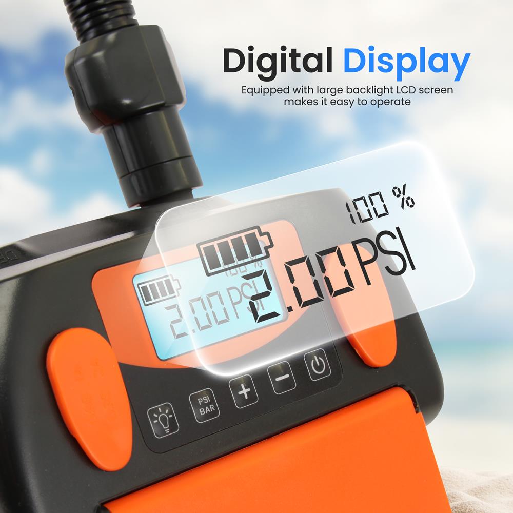 Electric Paddle Board Pump, Fast Inflation, Dual-Stage, Portable
