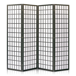 Indoor Decorative 4-Panel Screen - Freestanding Wide Room Divider, Classic Japanese-Inspired Room Divider