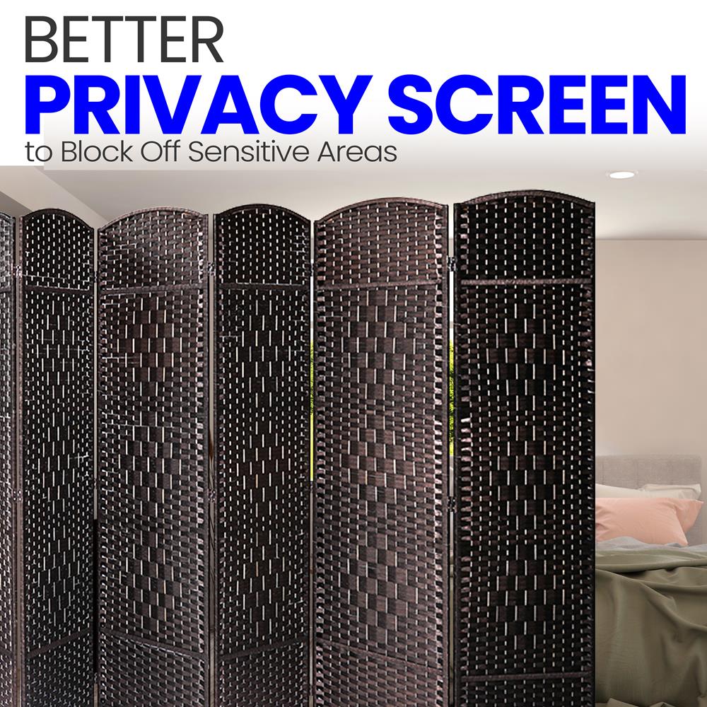 Indoor Decorative 8-Panel Screen - Freestanding Wide Room Divider, Double Side Woven Fiber Divider, Better Privacy Screen