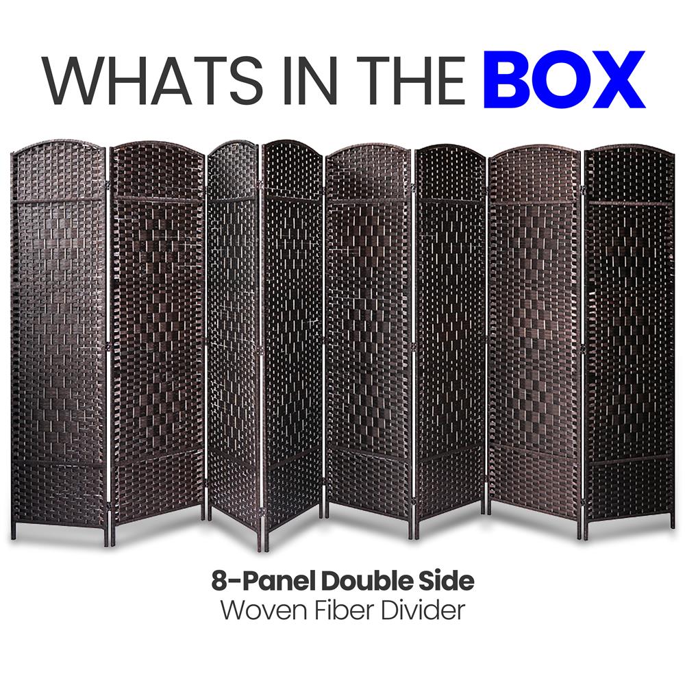 Indoor Decorative 8-Panel Screen - Freestanding Wide Room Divider, Double Side Woven Fiber Divider, Better Privacy Screen