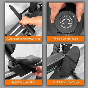 2-in-1 Rowing Machine & Bike - Weight Loss - 8 Magnetic Resistance Levels