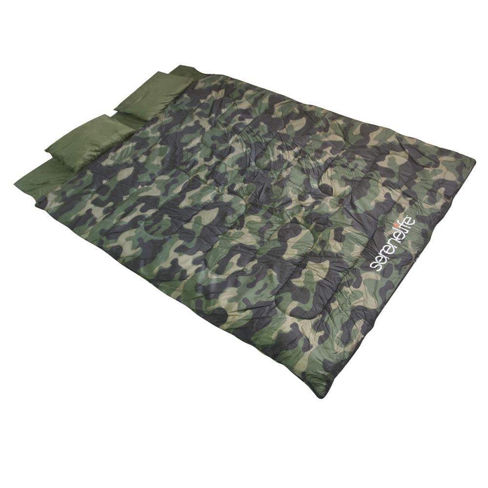 Double Sleeping Bag w/ 2 Pillows, Waterproof, Lightweight, Camouflage