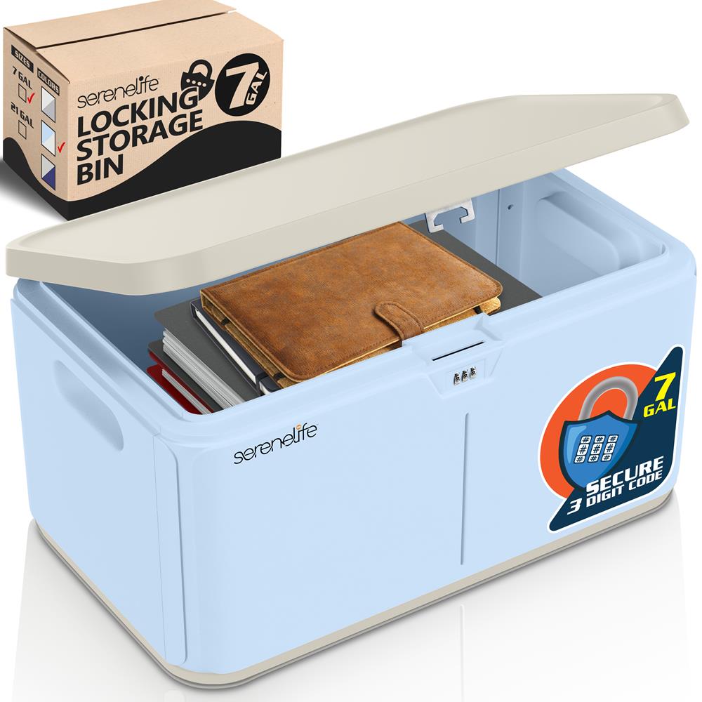 Heavy-Duty Storage Bin With Combination Lock (Light Blue)