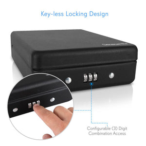 Compact Pistol / Handgun Safe Box - Personal Firearm Combination Lock Steel Vault