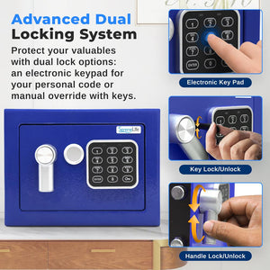 Digital Safe Box Secure Storage Steel Construction Blue