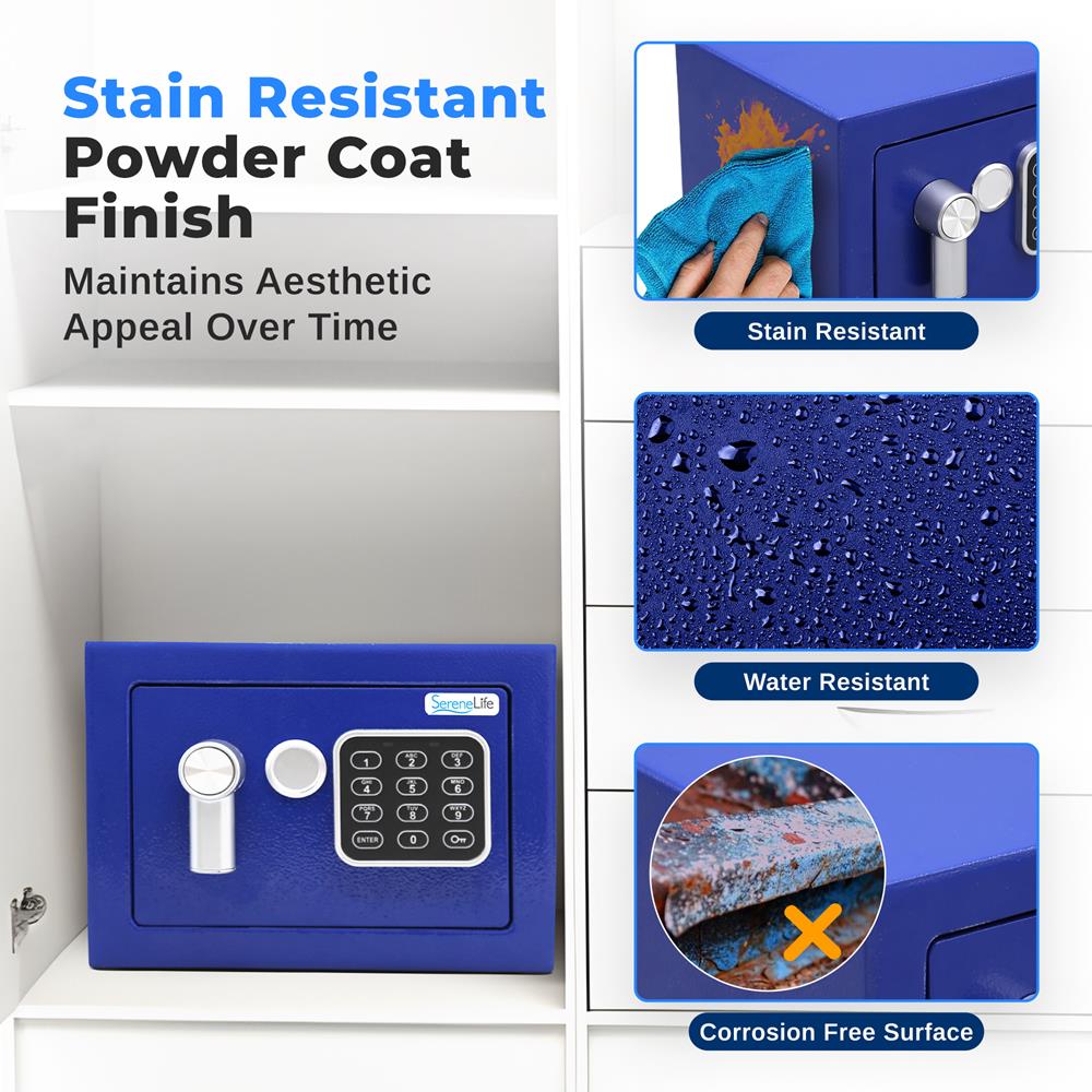 Digital Safe Box Secure Storage Steel Construction Blue