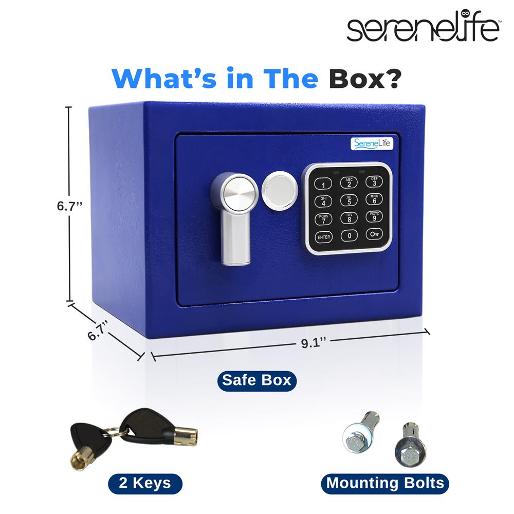 Digital Safe Box Secure Storage Steel Construction Blue
