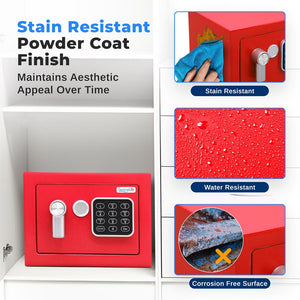 Digital Safe Box Secure Storage Steel Construction Red