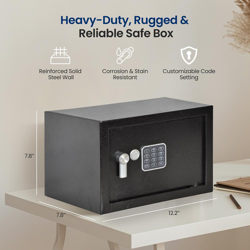 Compact Electronic Safe Box With Mechanical Override