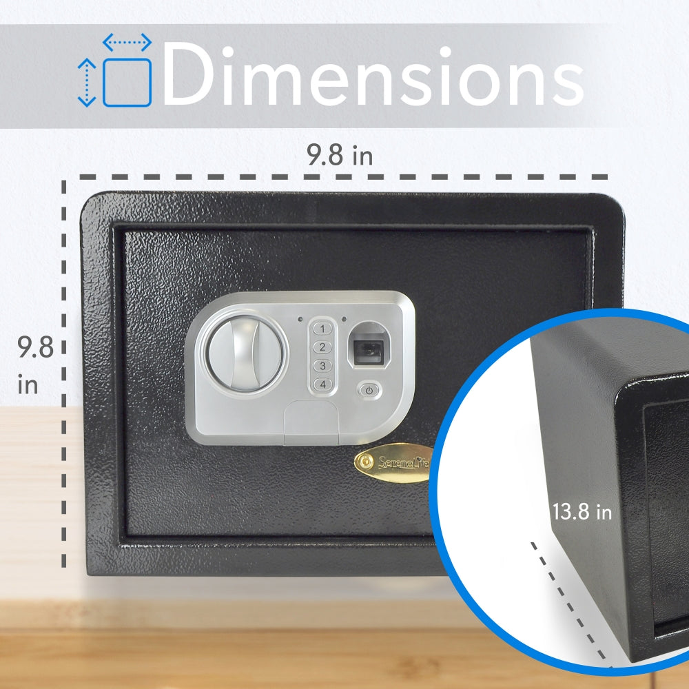 Electronic Fingerprint Safe Box With Mechanical Override, Includes Keys