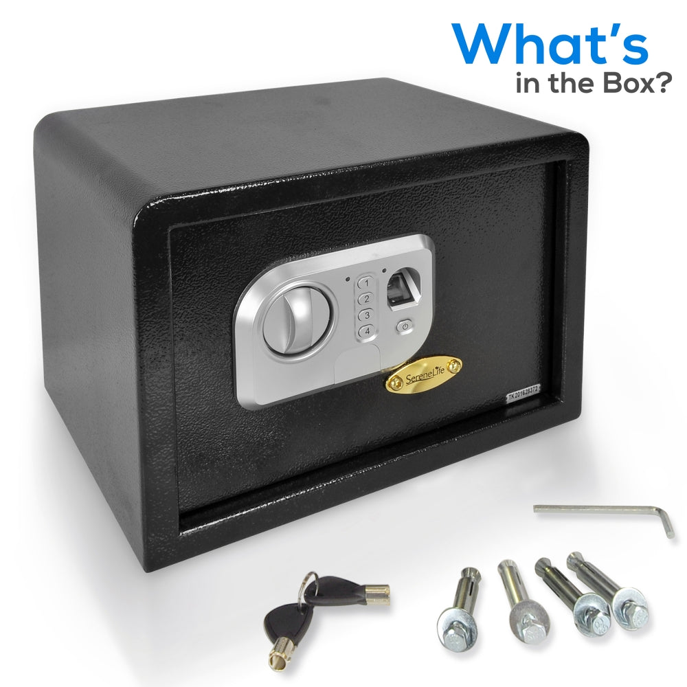 Electronic Fingerprint Safe Box With Mechanical Override, Includes Keys