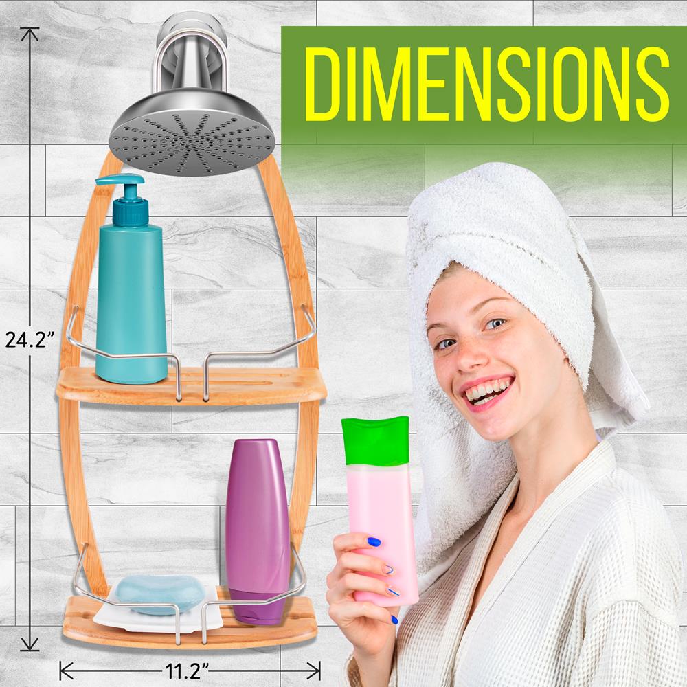 Bamboo Shower Caddy - Hanging Shower Bathtub Caddy Organizer