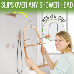 Bamboo Shower Caddy - Hanging Shower Bathtub Caddy Organizer