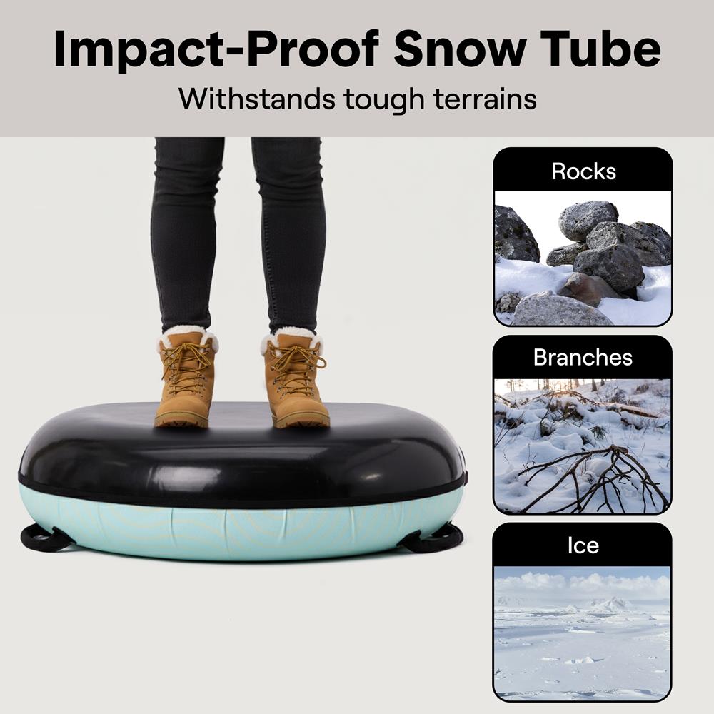 Serenelife 40'' Inflatable Snow Tube For Winter Sports – Durable, Easy-To-Inflate Snow Sled For Kids & Adults (Blue)