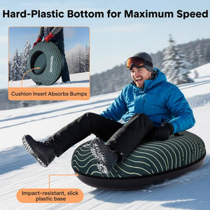 Serenelife 40'' Inflatable Snow Tube For Winter Sports – Durable, Easy-To-Inflate Snow Sled For Kids & Adults (Green)