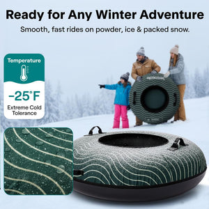 Serenelife 40'' Inflatable Snow Tube For Winter Sports – Durable, Easy-To-Inflate Snow Sled For Kids & Adults (Green)
