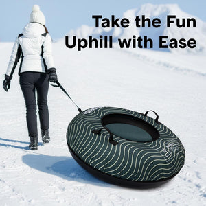 Serenelife 40'' Inflatable Snow Tube For Winter Sports – Durable, Easy-To-Inflate Snow Sled For Kids & Adults – Safe & Fun For Snow Tubing, Sliding, And Sledding (Green)