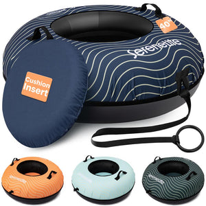 Serenelife 40'' Inflatable Snow Tube For Winter Sports – Durable, Easy-To-Inflate Snow Sled For Kids & Adults  (Navy Blue)