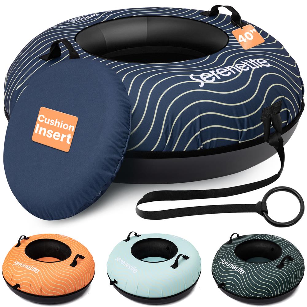 Serenelife 40'' Inflatable Snow Tube For Winter Sports – Durable, Easy-To-Inflate Snow Sled For Kids & Adults (Navy Blue)
