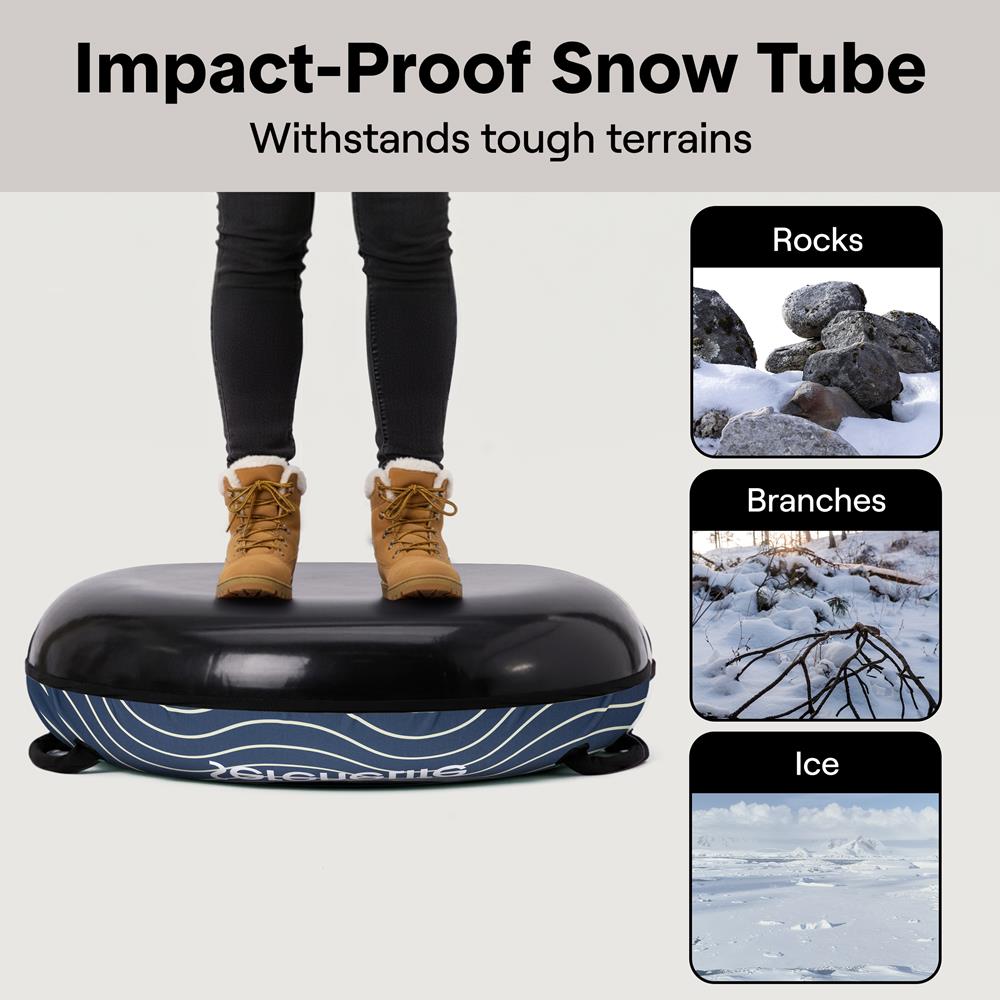 Serenelife 40'' Inflatable Snow Tube For Winter Sports – Durable, Easy-To-Inflate Snow Sled For Kids & Adults  (Navy Blue)
