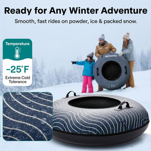 Serenelife 40'' Inflatable Snow Tube For Winter Sports – Durable, Easy-To-Inflate Snow Sled For Kids & Adults  (Navy Blue)