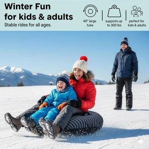 Serenelife 40'' Inflatable Snow Tube For Winter Sports – Durable, Easy-To-Inflate Snow Sled For Kids & Adults (Navy Blue)