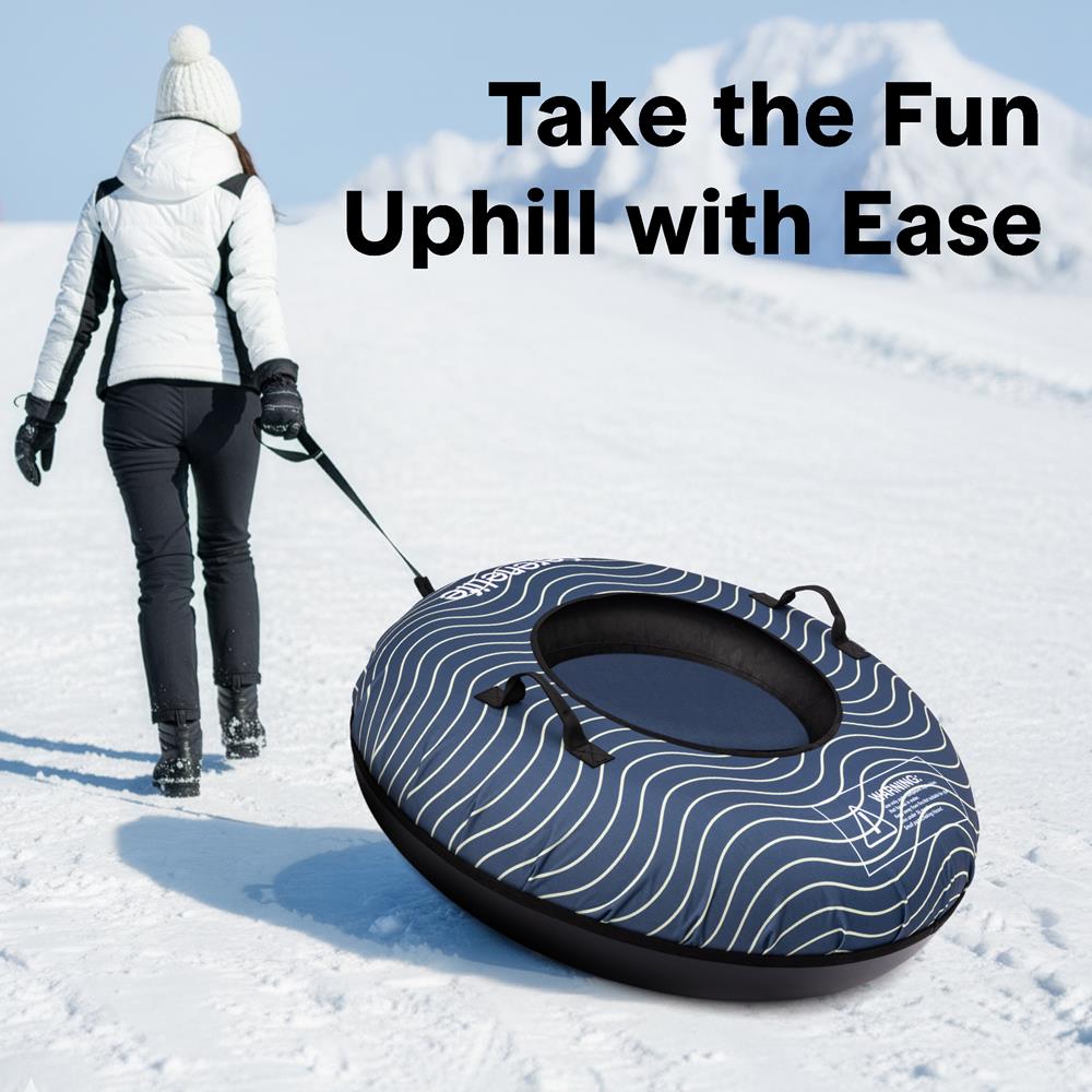 Serenelife 40'' Inflatable Snow Tube For Winter Sports – Durable, Easy-To-Inflate Snow Sled For Kids & Adults  (Navy Blue)