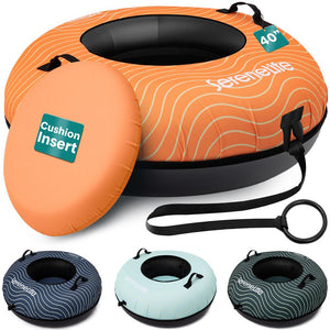 Serenelife 40'' Inflatable Snow Tube For Winter Sports – Durable, Easy-To-Inflate Snow Sled For Kids & Adults  (Orange)