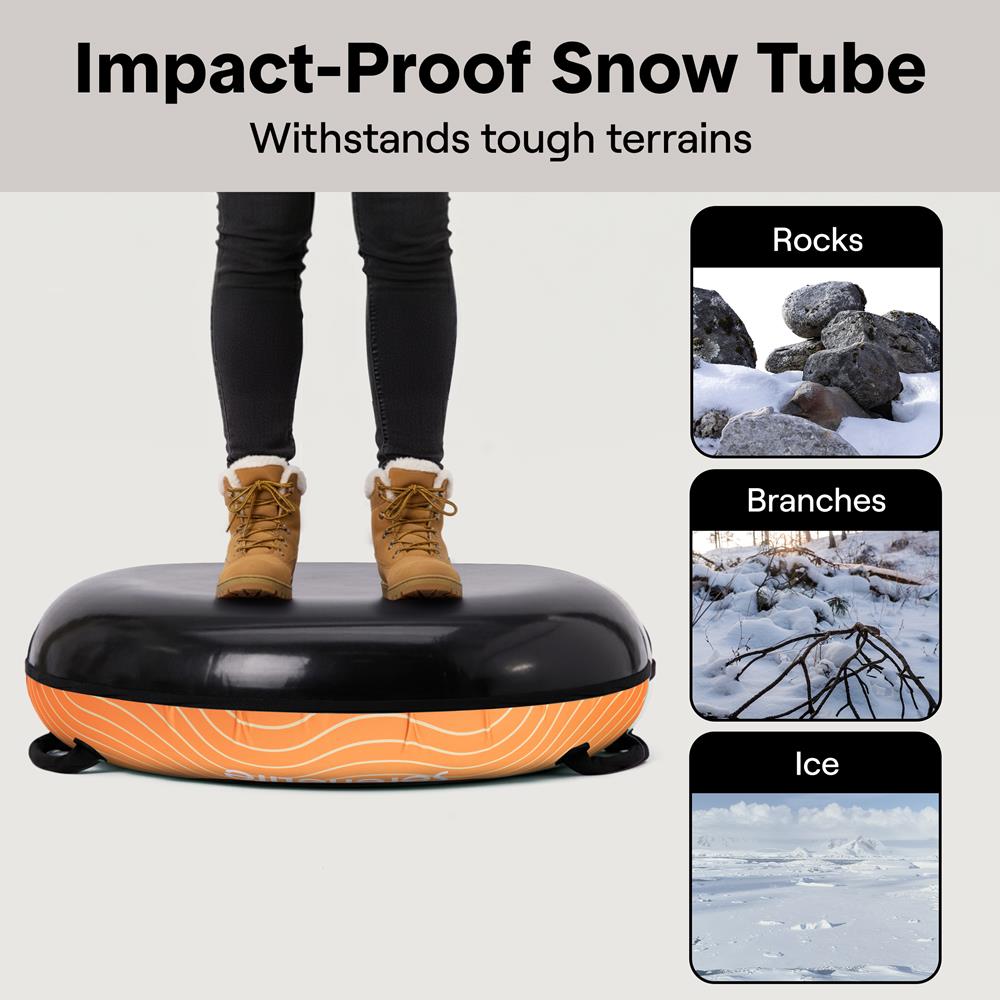 Serenelife 40'' Inflatable Snow Tube For Winter Sports – Durable, Easy-To-Inflate Snow Sled For Kids & Adults (Orange)
