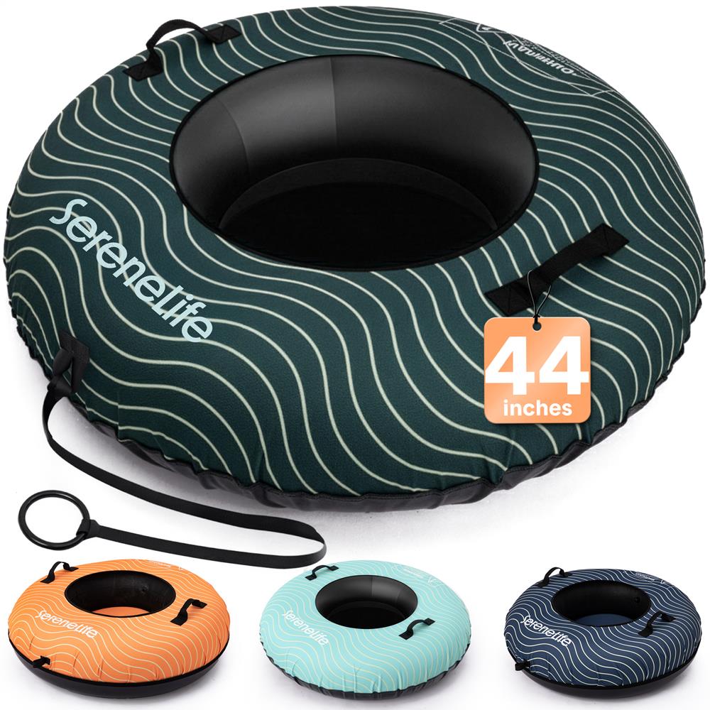 Serenelife 44'' Inflatable Snow Tube For Winter Sports – Durable, Easy-To-Inflate Snow Sled For Kids & Adults (Green)