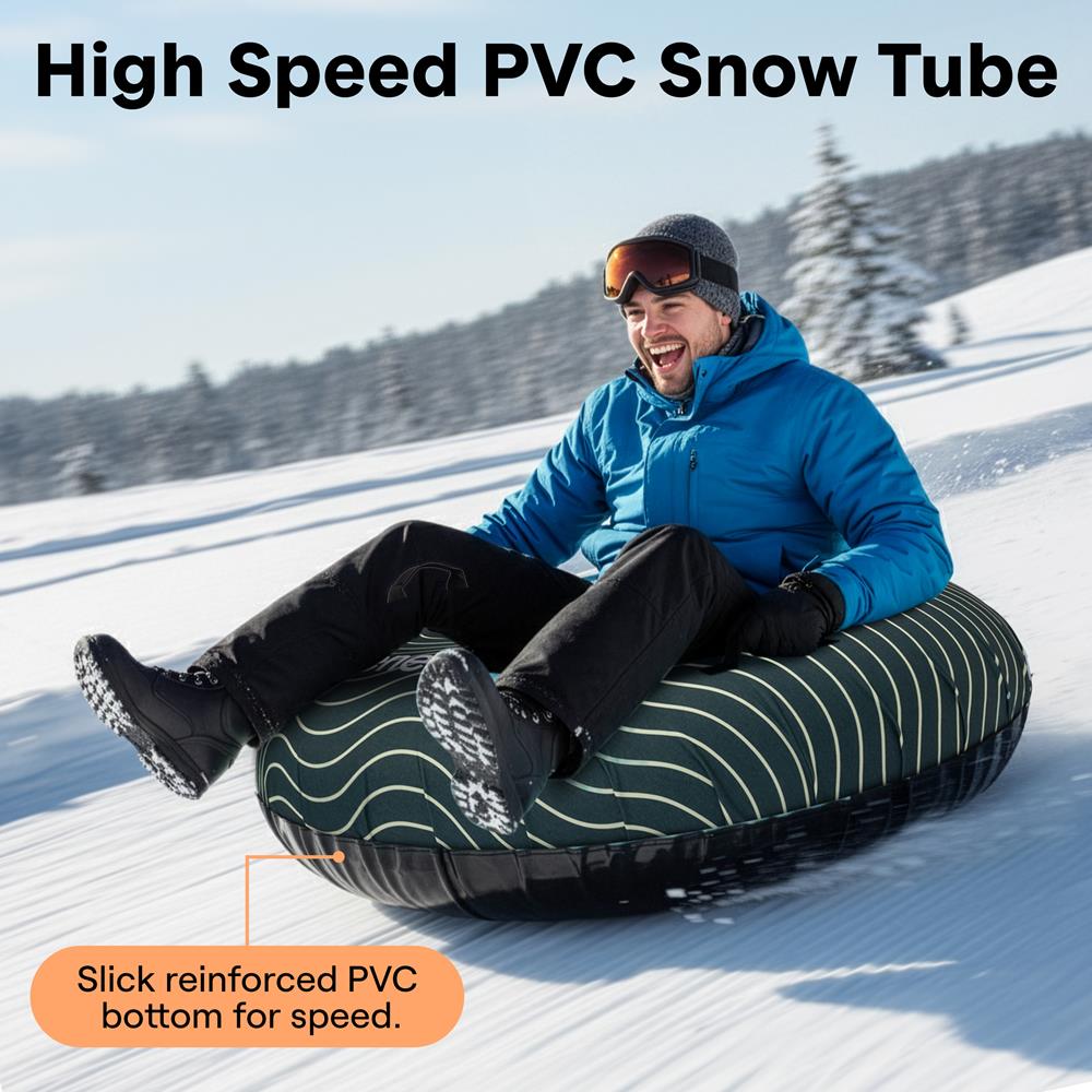 Serenelife 44'' Inflatable Snow Tube For Winter Sports – Durable, Easy-To-Inflate Snow Sled For Kids & Adults (Green)