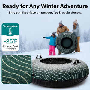 Serenelife 44'' Inflatable Snow Tube For Winter Sports – Durable, Easy-To-Inflate Snow Sled For Kids & Adults (Green)
