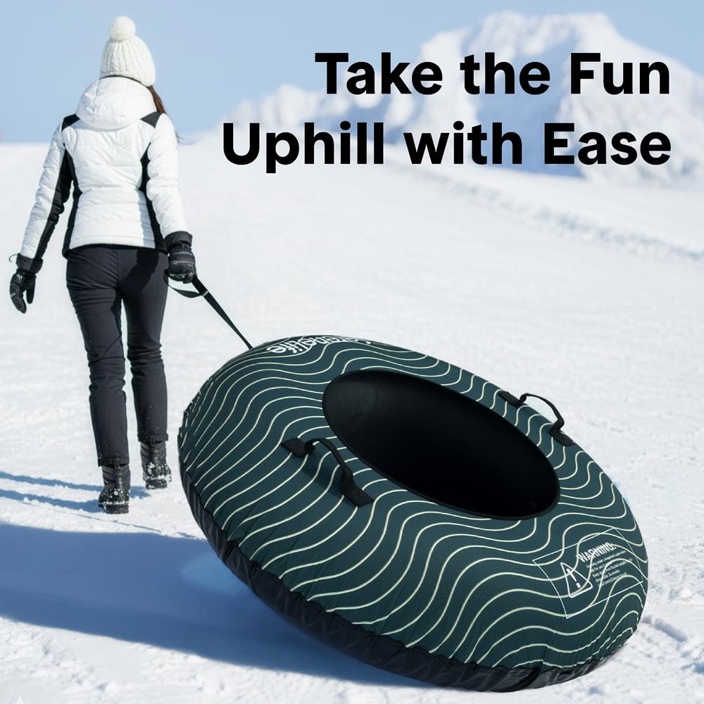 Serenelife 44'' Inflatable Snow Tube For Winter Sports – Durable, Easy-To-Inflate Snow Sled For Kids & Adults (Green)