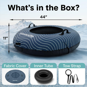 Serenelife 44'' Inflatable Snow Tube For Winter Sports – Durable, Easy-To-Inflate Snow Sled For Kids & Adults  (Navy Blue)