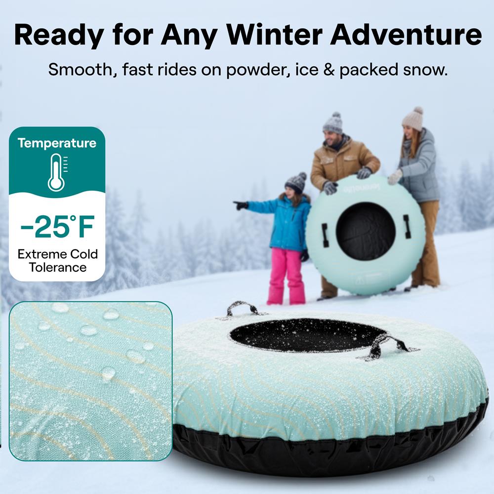 Serenelife 48'' Inflatable Snow Tube For Winter Sports – Durable, Easy-To-Inflate Snow Sled For Kids & Adults – Safe & Fun For Snow Tubing, Sliding, And Sledding (Blue)