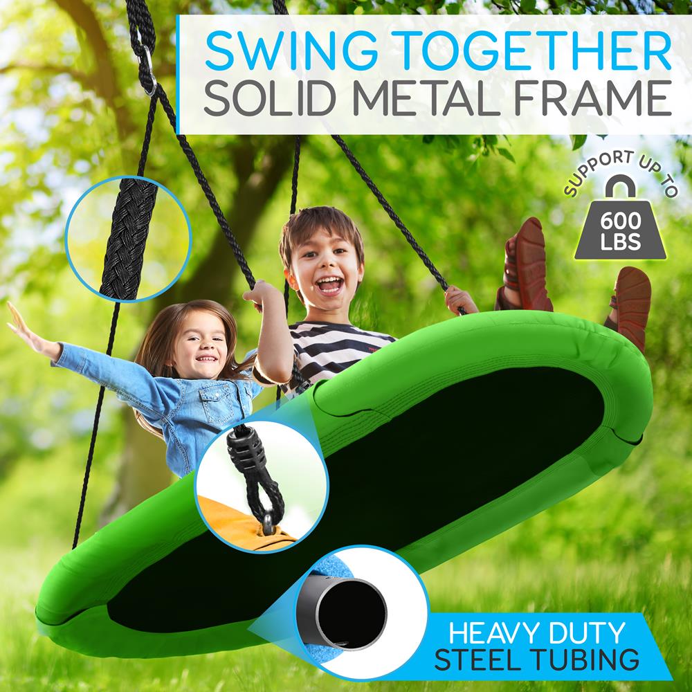 Heavy-Duty Oval Swing - Sturdy And Durable Swing For Indoor And Outdoor Use (Green)