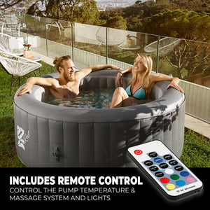 4-Seat Round Inflatable Pool Spa - Portable Hot Tub Spa With Light And  Remote Control