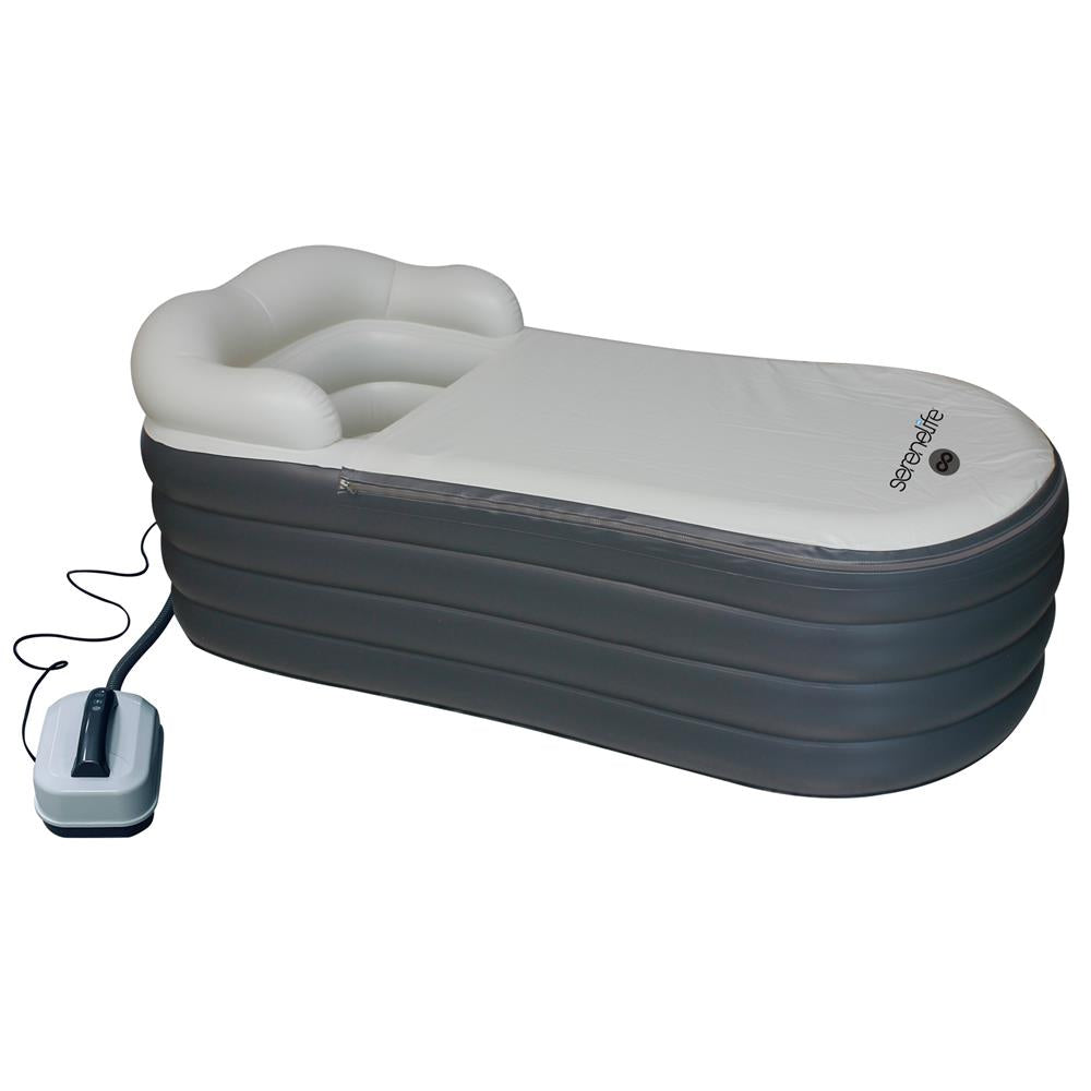 Inflatable Bathtub with Bubble Massage Mat - Comes with a Matching Inflatable Pillow, Cup Holder, and Remote Control for Body and Spa