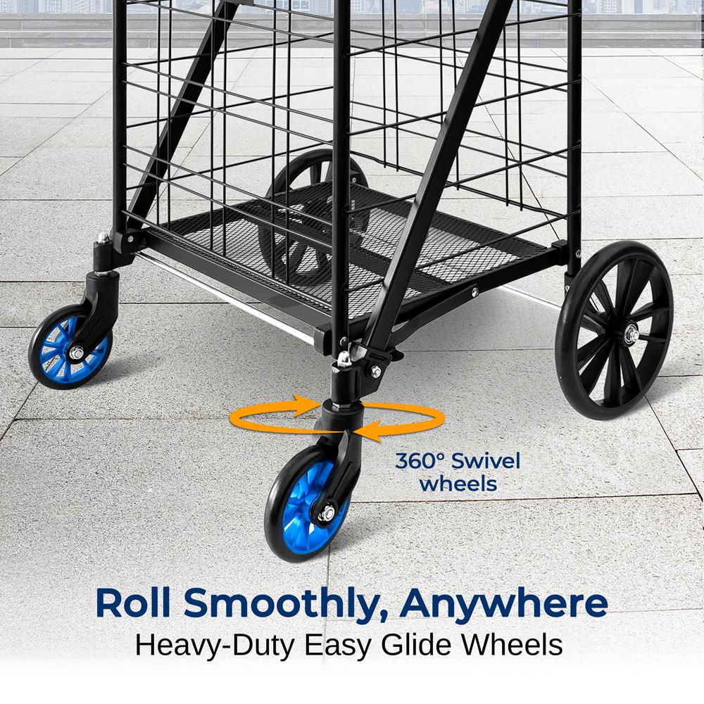 Collapsible Utility Cart - Compact Folding, Easily Collapsible And Portable To Save Space, Lightweight Trolley With Rolling Swivel Wheels