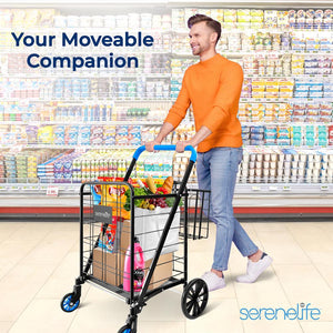 Collapsible Utility Cart - Compact Folding, Easily Collapsible And Portable To Save Space, Lightweight Trolley With Rolling Swivel Wheels