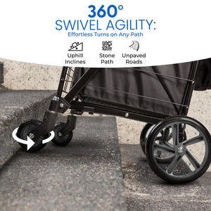 Heavy Duty Foldable Shopping Cart With Removable Cart Liner, 360 Degree Rolling Swivel Wheels, 110 Lbs. Weight Capacity For Groceries, Laundry, Luggage, And More
