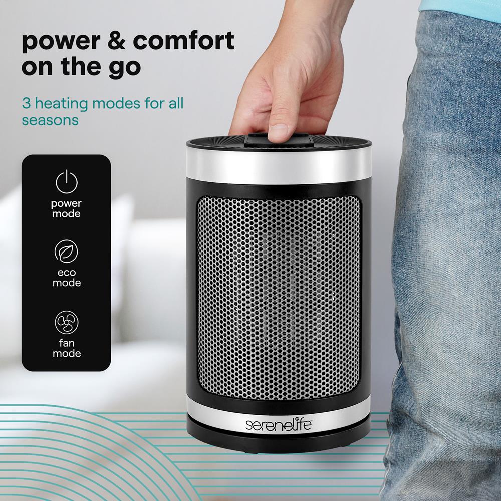 Portable Space Heater - Indoor Electric Heater With Thermostat, Remote, Digital Display, 12-Hour Timer, 3 Heating Modes, Fast & Safe Ptc Ceramic Heating For Home, Office, Bedroom (Black)