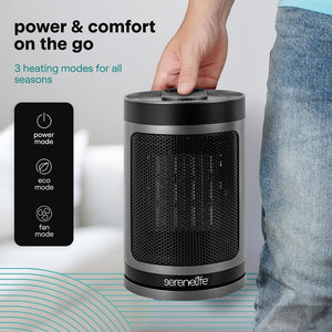 Portable Space Heater - Indoor Electric Heater With Thermostat, Remote, Digital Display, 12-Hour Timer, 3 Heating Modes, Fast & Safe Ptc Ceramic Heating For Home, Office, Bedroom  (Gray)