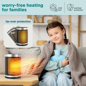 Indoor Electric Heater With Wi-Fi Function,Thermostat, Remote, Digital Display, 12H Timer, 3 Heating Modes, Fast & Safe Ptc Ceramic Heating (Black)