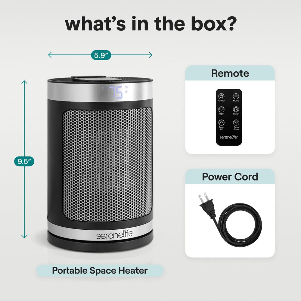 Indoor Electric Heater With Wi-Fi Function,Thermostat, Remote, Digital Display, 12H Timer, 3 Heating Modes, Fast & Safe Ptc Ceramic Heating (Black)