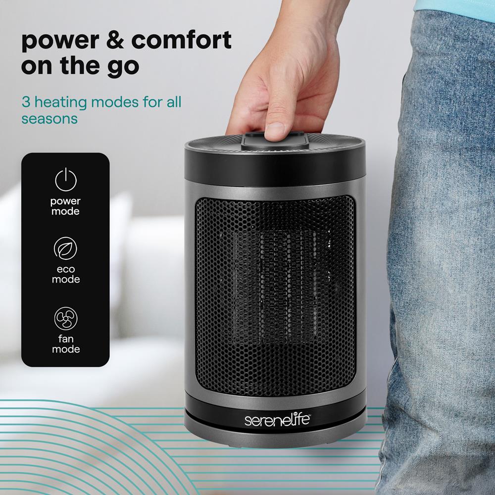 Portable Space Heater - Indoor Electric Heater With Wi-Fi Function,Thermostat, Remote, Digital Display, 12H Timer, 3 Heating Modes, Fast & Safe Ptc Ceramic Heating For Home, Office, Bedroom (Gray)