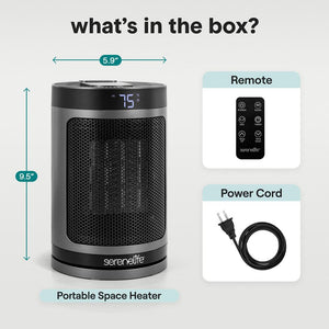 Portable Space Heater - Indoor Electric Heater With Wi-Fi Function,Thermostat, Remote, Digital Display, 12H Timer, 3 Heating Modes, Fast & Safe Ptc Ceramic Heating For Home, Office, Bedroom (Gray)