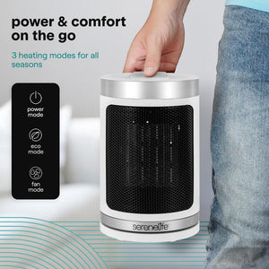 Portable Space Heater - Indoor Electric Heater With Wi-Fi Function,Thermostat, Remote, Digital Display, 12H Timer, 3 Heating Modes, Fast & Safe Ptc Ceramic Heating For Home, Office, Bedroom (White)