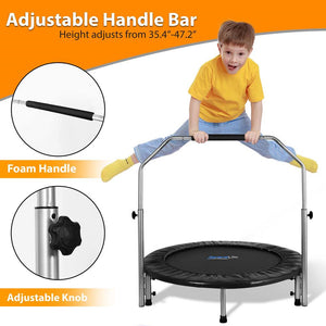 Portable Body Fitness Trampoline - Pro Aerobics Trampoline With Adjustable Handrail